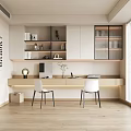 Modern Study Room Interior Design With Open Bookshelves Light Desk White Chairs And Blinds