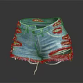Stylish Light Blue Denim Shorts With Distressed Ripped Details And Frayed Hem