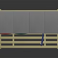 Colorful Storage Lockers With Red Green Blue Yellow Doors On Wooden Stand