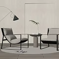 Modern Accent Chairs With Round Side Table Green Plant And Floor Lamp In Light Room