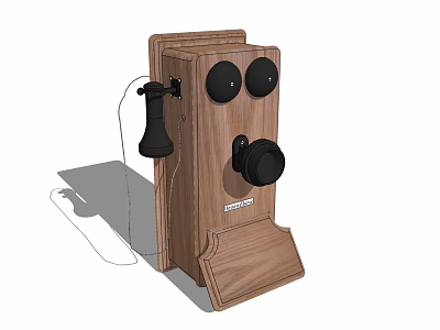 Vintage Wooden Decorative Ornament Set With Retro Telephone And Black Accents 3d model