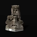 Traditional Stone Lion Landscape Sculpture With Intricate Carvings And Detailed Base