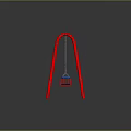 Red Swing Set With Two Blue Seats And Metal Frame On Gray Background
