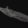 Detailed 3D Model Of Gray Aircraft Carrier Warship Featuring Large Deck And Island Structure
