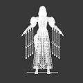 Traditional Female Character In White Top And Black Skirt With Gold Decorative Accents