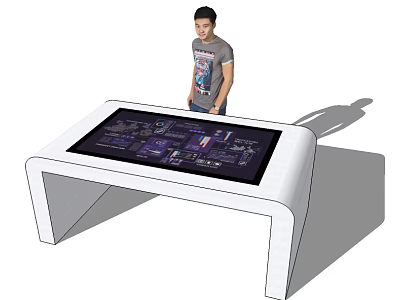 Public Facility With Interactive Touchscreen Table For User Information And Interaction 3d model