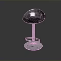 Modern Black Bar Stool With Two Circular Cutouts And White Metal Frame 3d model