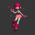 Game Movie Character with Pink Hair Hat and Boots Dancing with Stars in Outfit