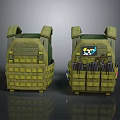 Durable Yellow Tactical Vest Featuring Multiple Pockets Cartoon Patch And Ammo Holders