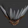 Traditional Native American Feather Headdress Featuring White Plumes Brown Trim And Red Patterns