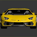Yellow Luxury Sports Car With Sleek Design Rear Spoiler And Red Wheels