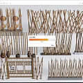 Various Style Bamboo Dividers With Decorative Woven Patterns And Stone Bases 3d model