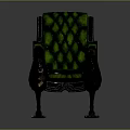 Green Tufted Leisure Chair With Gold Eagle Head Decorations And Ornate Legs