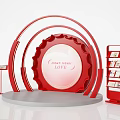 Check-in Area Featuring Red Circular Structure Meet New LOVE Text And Display Shelves