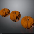 Three Vibrant Orange Pumpkins Fresh Ripe Food For Cooking And Baking
