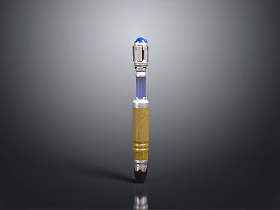 Elegant Blue Top Silver Middle Golden Grip Black Tip Daily Use Writing Pen 3d model