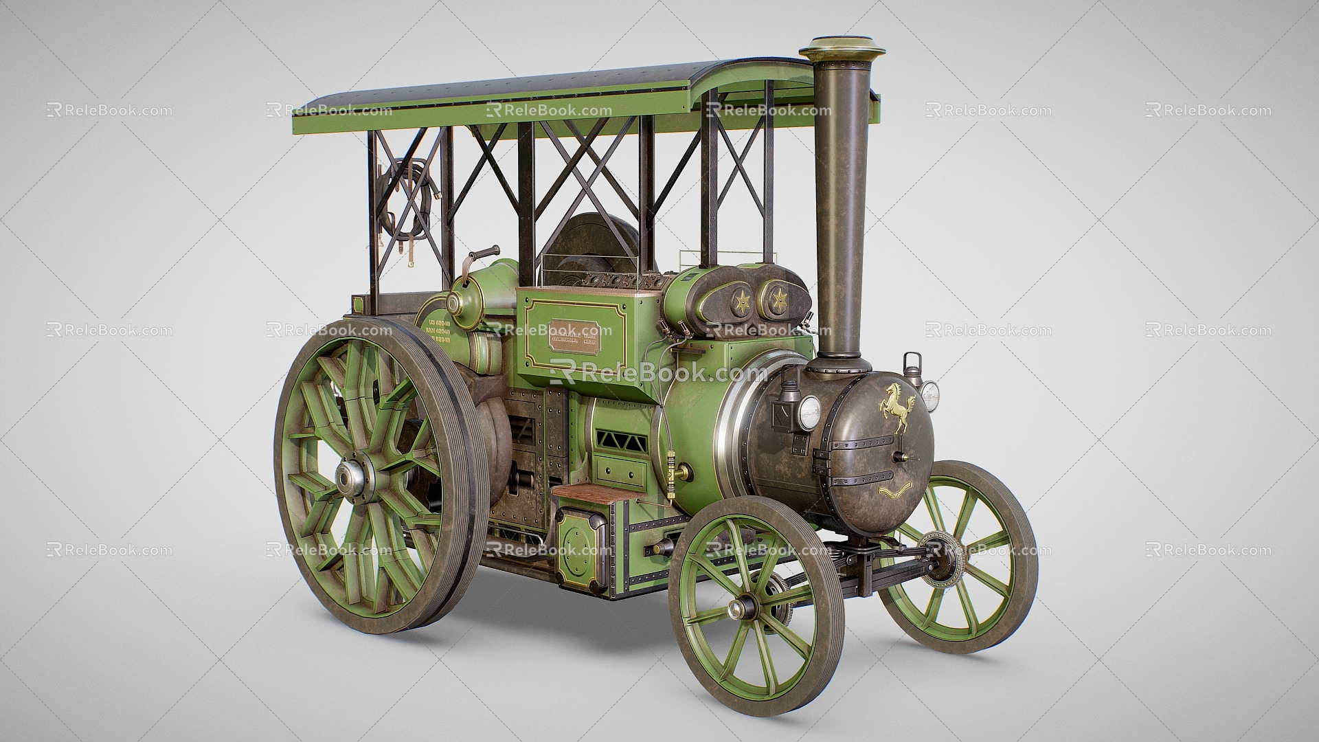 Steam tractor tractor steam engine car carriage non-motor vehicle vintage car 3d model