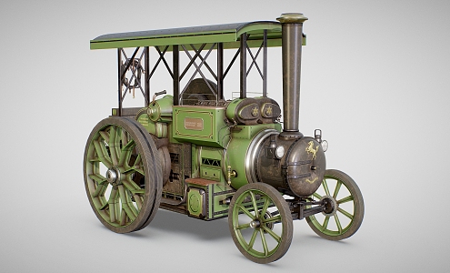 Steam tractor steam engine carriage non-motor vehicle vintage car 3d model