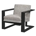 Modern Single Sofa With Black Frame And Textured Fabric Upholstery Design
