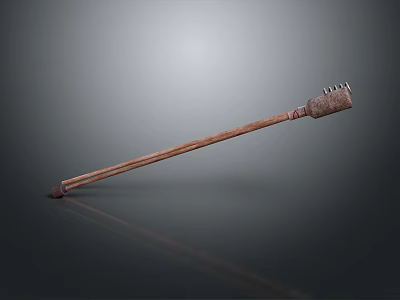 Ancient Long Handled Wooden Weapon Featuring Spiked Head and Classic Design 3d model
