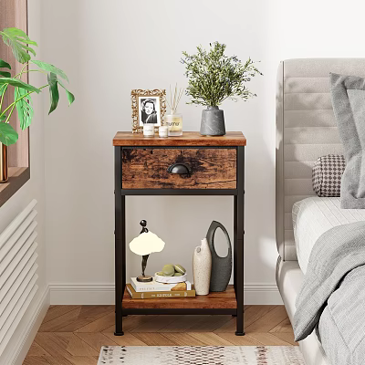 Modern Storage Shelf With Wooden Top Metal Frame Plants Photo Frame Books And Lamp 3d model