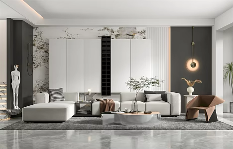 modern living room home living room 3d model