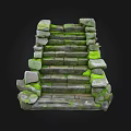 Moss Covered Stone Steps With Irregular Natural Blocks In Landscape Design 3d model