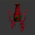Red Lobster with Green Dots on Back as Colorful Aquatic Animal Artwork