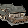 Traditional Ancient Chinese Architecture With Tile Roof Overhanging Eaves Wooden Railings And Stone Platform Steps