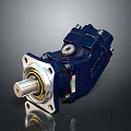 Industrial Hydraulic Motor Blue Metal Housing Silver Shaft Flange Mounting Design