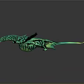 Colorful Green Bird with Black Patterns Spreading Wings in Artistic Design