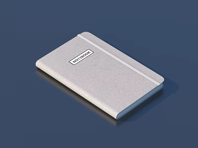 Gray Textured Notebook With Minimalist Design And NOTEBOOK Label On Front Cover 3d model
