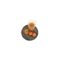 Glass Cup Filled With Fresh Orange Juice And Oranges On Wooden Tray With Mint Leaves