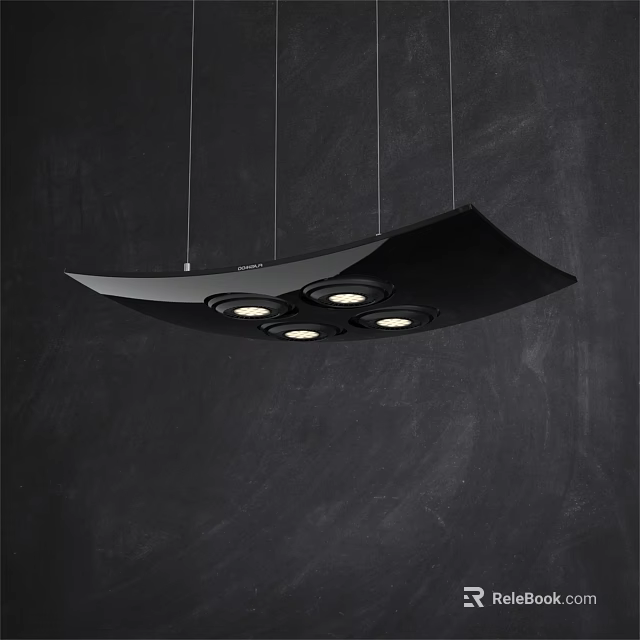 Modern Black Curved Hanging Chandelier With Multiple LED Lights For Interior Design 3d model 