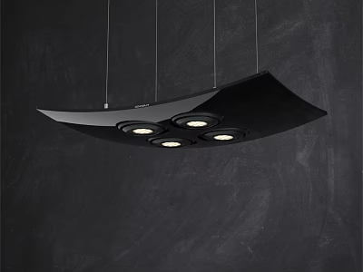 Modern Black Curved Hanging Chandelier With Multiple LED Lights For Interior Design 3d model