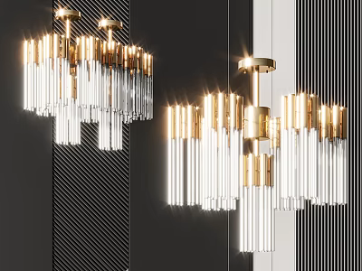 Modern Golden Transparent Inflatable Decor With Geometric Design Hanging Multiple Pieces 3d model