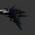 Futuristic Sci Fi Aircraft With Sleek Mechanical Design And Green Accents