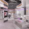 Modern Stylish Retail Store Interior With Display Cabinets Decorative Dolls And Lighting Design