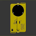 Yellow Control Device With Black Circular Panel Handle Buttons And Text Labels 3d model