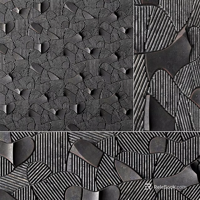 Artistic Wall Panel Design With Geometric Patterns And Textured Striped Details 3d model