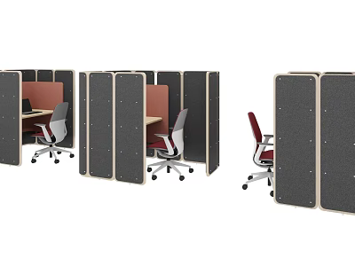 Office Partition Desk Cubicle Design With Multiple Workstations And Ergonomic Chairs 3d model
