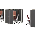 Office Partition Desk Cubicle Design With Multiple Workstations And Ergonomic Chairs 3d model