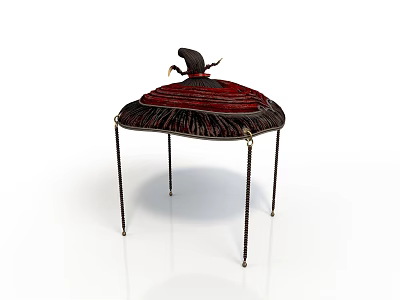 Furniture Accent Table With Decorative Fringed Top And Slender Legs Design 3d model