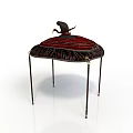 Furniture Accent Table With Decorative Fringed Top And Slender Legs Design