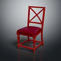 Red Cross Back Dining Chair With Upholstered Seat And Wooden Frame