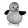 Cute Decorative Ornament Set With White Body Black Wings And Golden Beak For Home Decor