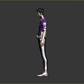 Man Wearing Purple Shirt Gray Pants And Green Belt In 3D Character Standing Pose