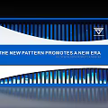 Blue And White Striped Background Wall With New Pattern Promotes New Era Text Illuminated 3d model