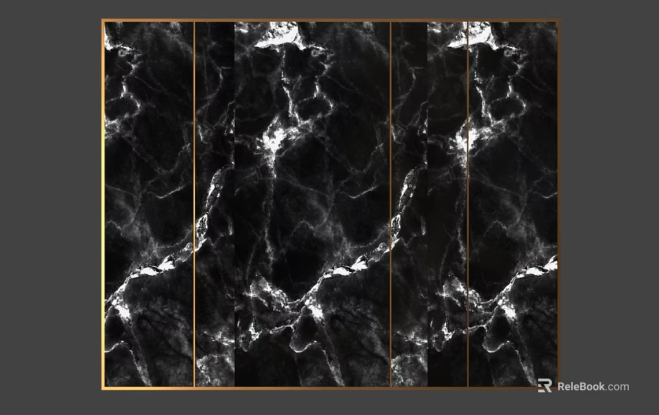 Black Marble Wall Panels With Gold Trim Details 3d model 