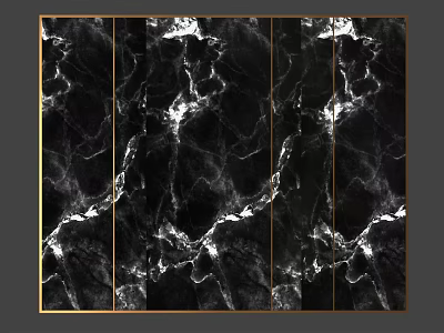 Black Marble Wall Panels With Gold Trim Details 3d model
